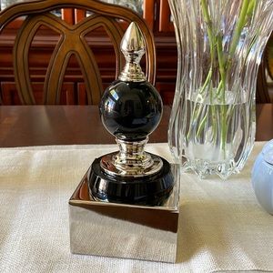 Art Deco silver color and black table shelf sculpture decor accent display